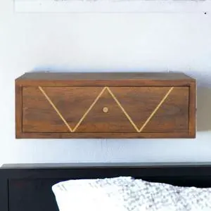 Artisan Furniture Solid Wood Floating Chestnut Brass Nightstand