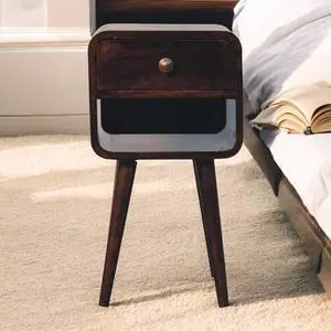 Artisan Furniture Solid Wood Mini California Walnut Curved Bedside
