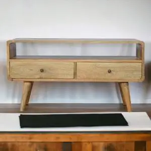 Artisan Furniture Solid Wood Curved Oak-ish Media Unit