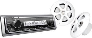 Kenwood PKG-MR3321BT Package: KMR-D332BT Marine Receiver & KFC-1613MRW Speakers