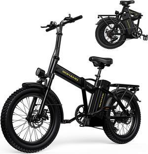 SOHAMO Folding Electric Bike 20", 750W Motor Electric Commuter Bicycle 48V 15AH Ebike, Full Suspension, Folding Electric Mountain Bike, Shimano 7 Speed E-Bikes for Adults with Fenders