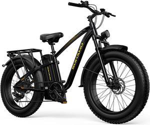 SOHAMO Electric Mountain Bike, 26'' Fat Tire Road Electric Bike, Shimano 7 Speed Gears, 750W Motor 48V 20Ah Removable Battery, Ebike for Commuting Beach Snow