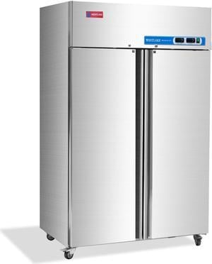 WESTLAKE  48"W Commercial Refrigerator and Freezer Combo Stainless Steel 2 door 2 Section Reach in Solid door Upright Fan Cooling for Restaurant, Bar, Shop, etc 36 Cu.ft