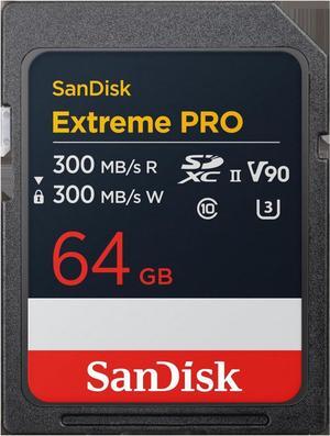 SanDisk Extreme PRO 64GB SDXC UHS-II Card, Up to 300MB/s Read and 300MB/s Write speeds, V90, 8K