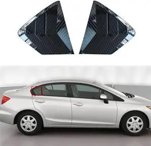 Acaigel 2Pcs Car Side Quarter Window Vent Louver Shutter Cover For Honda Civic 2012-2015