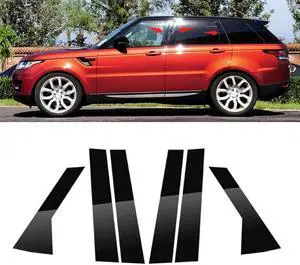 6PCS Car Black Pillar Posts Covers Door Trim For Range Rover Sport 2014-2022