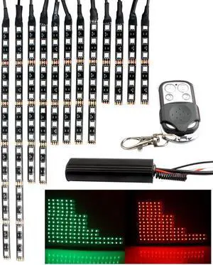 Yassdwbn 12pc Motorcycle RGB LED Neon Under Glow Lights Strip Universal