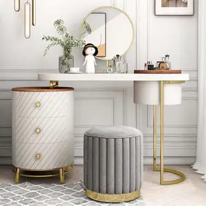 Aukfa Makeup Vanity Table - Dressing Table With LED Lighted Mirror and Movable Tray Top 43" - White