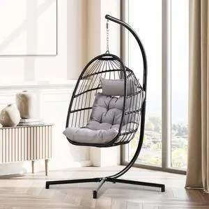 Aukfa Hanging Egg Chair - Swing Hammock Chair with Stand - Gray