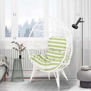 Aukfa Outdoor Wicker Egg Chair, Patio Garden Rattan Lounge Basket Chair, Green