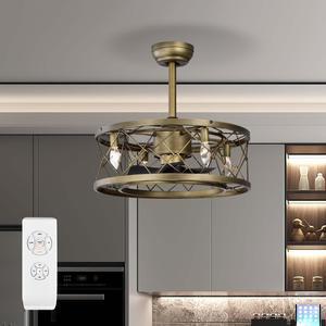 Aukfa Modern Ceiling Fan for Bedroom with Remote Control, Brown