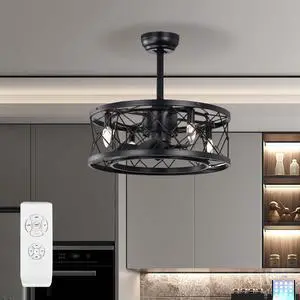 Aukfa Modern Ceiling Fan for Bedroom with Remote Control, Black