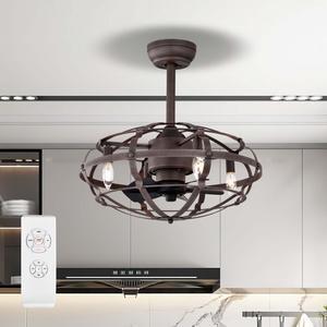 Aukfa Modern Chandelier Ceiling Fan with Lights, Remote Control, Brown
