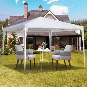 Aukfa 10'x10' Outdoor Gazebo Party Tent Canopy, Pop-Up, Heavy Duty, White