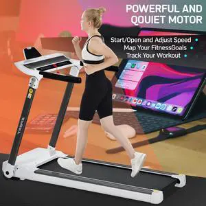 ANYSUN Treadmill with 330lb Capacity, 3.5 Hp. Folding Treadmill for Home and Office Workout - White