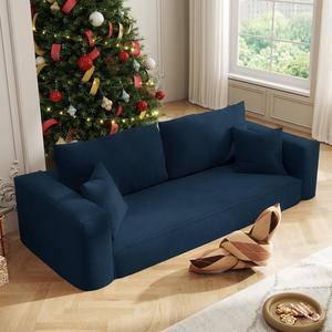 Aukfa Sleeper Sofa Couches for Living Room, Luxury Modern Couch with Deep Seat, No Assembly Required, 3 Seater, Blue