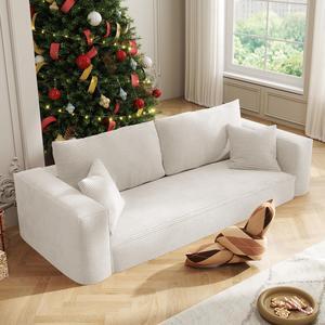 Aukfa Sleeper Sofa Couches for Living Room, Luxury Modern Couch with Deep Seat, No Assembly Required, 3 Seater, White
