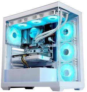 HUIJINSHANG Gaming PC,Intel i7-14700F,RTX5060TI 16G 128Bit,32GB(16*2) 6000MHz DDR5 RAM With Lights,NVMe 1TB M.2 SSD,Windows 11,Pure White Full View Case,Adjustable Light Color(i7 14700F|RTX 5060TI)