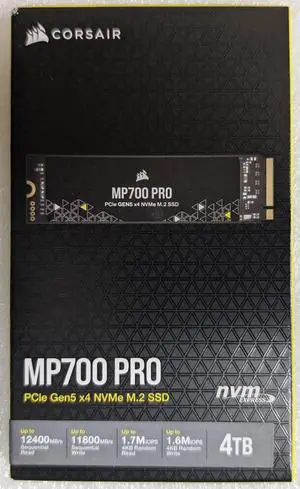 Corsair MP700 PRO M.2 2280 4TB PCI-Express 5.0 x4 3D TLC Internal Solid State Drive (SSD) CSSD-F4000GBMP700PNH/RF2 Corsair MP700 PRO M.2 2280 4TB PCI-Express 5.0 x4 3D TLC Internal Solid State Drive (SSD) CSSD-F4000GBMP700PNH/RF2