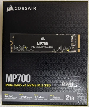 Corsair MP700 Gen5 NVME SSD M.2 2280 2TB PCI-Express 5.0 x4 3D TLC Internal Solid State Drive Up to 10,000MB/sec (SSD) CSSD-F2000GBMP700R2/RF2 Corsair MP700 Gen5 NVME SSD M.2 2280 2TB PCI-Express 5.0 x4 3D TLC Internal Solid State Drive Up to 10,000MB/sec (SSD) CSSD-F2000GBMP700R2/RF2