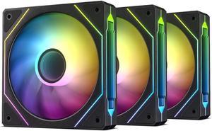 DARKROCK F120-3 in 1 120 mm Infinite Mirror Design Case Fans with PWM Control & ARGB Effect, Hydraulic Bearing for Low-Noise Operation - Suitable for Most PC Cooling Systems - Black