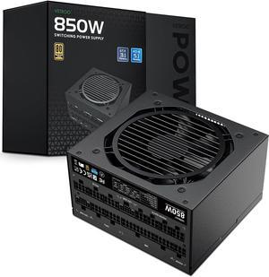 Vetroo 850W Power Supply Dual PCIe 5.1 ATX 3.1 Ready, 80 Plus Gold Full Modular, Quiet Operation with 120mm FDB Fan, 10-Year Warranty - Black