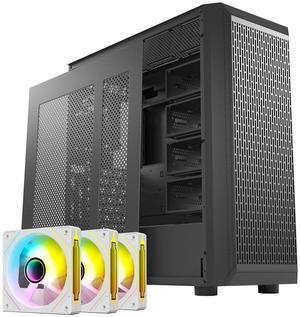 DARKROCK Classico Storage Master ATX NAS Computer Case Mid Tower with 3x120mm White Infinity Design F120 Fan & 4x120mm Black Fan, USB 3.0 Ready 10 x3.5'' HDD+3 x2.5'' SDD GPU Vertically Mounting Black