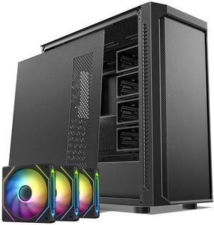 DARKROCK Classico Max Storage Master E-ATX Computer Case with 3x120mm Black Infinity Design F120 Fan & 4x120mm Black Fan, 10 x3.5 HDD+3 x2.5 SDD USB 3.0 Ready - Black