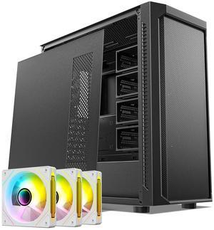 DARKROCK Classico Max Storage Master E-ATX Computer Case with 3x120mm White Infinity Design F120 Fan & 4x120mm Black Fan, 10 x3.5 HDD+3 x2.5 SDD USB 3.0 Ready - Black