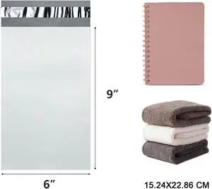 100 Packs 6 x 9 Inchs White Poly Mailers Envelopes Shipping Bags with Self Sealing Adhesive Strip, Waterproof & Tearproof Postal Bags Lightweight Shipping Mailers Bags