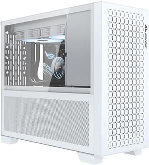 ALmordor Sparkle 170M Lite White Six Fans Max, 240mm Radiator Support, Dust Filter, USB 3.0 Ready, Computer Case Tempered Glass