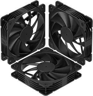 3 Pack Black 120mm PC Case Fans High Airflow Low-Noise High performance Fan Speed at 1200 RPM 12V 3PIN Connector Compatible with Desktop Computer case