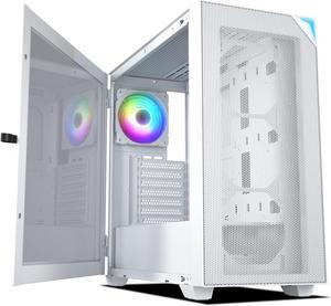 Vetroo AL800 E-ATX Full Tower PC Gaming Case with 4mm Tempered Glass Side Panel & Mesh Front Panel RTX40 Fully Compatible Support 360mm Radiator 120mm ARGB Fan Included Type-C - White