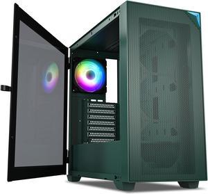 Vetroo AL800 E-ATX Full Tower PC Gaming Case with 4mm Tempered Glass Side Panel & Mesh Front Panel RTX40 Fully Compatible Support 360mm Radiator 120mm ARGB Fan Included Type-C - Army Green