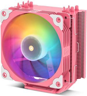 Vetroo V5 Pink CPU Air Cooler w/ w/Addressable RGB Lights Sync 5 Heat Pipes 120mm FDB PWM Processor 200W TDP Cooler for Intel LGA 1700/1200/115X AMD AM5/AM4