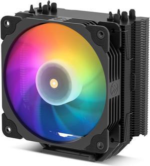 Vetroo V5 Black CPU Air Cooler w/ w/Addressable RGB Lights Sync 5 Heat Pipes 120mm FDB PWM Processor 200W TDP Cooler for Intel LGA 1700/1200/115X AMD AM5/AM4