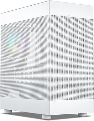 DARKROCK MH200 White PC Computer Case for Office&Gaming Compact Mid-Tower Micro ATX Mini ITX High-Airflow Mesh Front & Side Panel Top 240mm Radiator Support Type-C Ready, ARGB 120mm Fan Pre-Installed