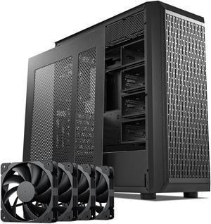 DARKROCK Classico Storage Master Case ATX Computer Case Mid Tower with 4x120mm Fans, USB 3.0 Ready 4 Detachable Hard Drive Cages 360mm Supported on Top & Front Radiator GPU Vertically Mounting Black