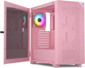 Vetroo AL800 Pink E-ATX Full Tower PC Gaming Case with 4mm Tempered Glass RTX40 Series Fully Compatible Side Panel & Mesh Front Panel Support 360mm Radiator 120mm ARGB Fan Included Type-C