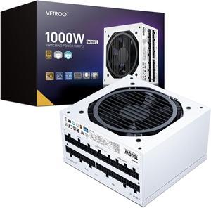 Vetroo 1000W Power Supply ATX 3.0 Ready, ECO Fan Mode manually Full Modular 80 plus Gold Dual 12+4PIN PCIE 5.0 12VHPWR Ports & Three 6+2Pin PCIE ports, 12VHPWR Cable Included, 10 Year Warranty - White