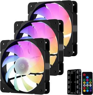 Vetroo SA-140 3-Pack 140mm Addressable RGB & PWM Motherboard Sync Computer PC Cooling Fans with Controller (Black)