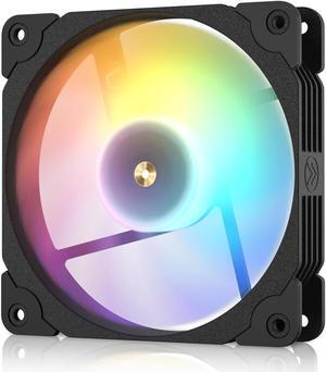 Vetroo SA-120 120mm FDB High Airflow LED PC Case Fan for Radiator/CPU Air Cooler/Computer Case, FDB Bearing Included, 5V 3-Pin ARGB & 4-Pin PWM Smart Control - Black