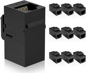 DARKROCK 10 Packs Cat6 RJ45 Keystone Coupler - PC Plastic Case, Plug-and-Play, Extends Ethernet Connection, Female to Female, Compatible with Cat5/5e/6 & Ideal for Home/Office Networking/Audio/Video