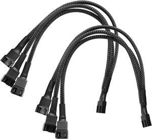 DARKROCK 2 Pack PC Fan Extension 1 to 3 Converter Cable, 4 Pin PWM Fan Splitter - Black