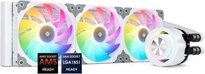 Vetroo R360 Liquid CPU Cooler, Replaceable Cover Design, 3x120mm ARGB & PWM Fans, Low-Noise Operation, 360mm Radiator 290W TDP, Controller Hub Included, for AMD AM5/AM4 & Intel LGA1851/1700 - White