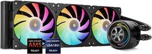 Vetroo R360 Liquid CPU Cooler, Replaceable Cover Design, 3x120mm ARGB & PWM Fans, Low-Noise Operation, 360mm Radiator 290W TDP, Controller Hub Included, for AMD AM5/AM4 & Intel LGA1851/1700 - Black