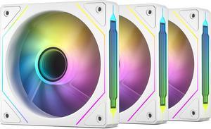 DARKROCK F120-3 in 1 120 mm Infinite Mirror Design Case Fans with PWM Control & ARGB Effect, Hydraulic Bearing for Low-Noise Operation - Suitable for Most PC Cooling Systems - White