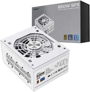 Vetroo 850W SFX Power Supply ATX 3.1 & PCIE 5.1 Ready, 80 Plus Gold Certificate Fully Modular, 90mm FDB Fan for Low-Noise Operation, SFX-to-ATX Bracket, 10-Year Warranty - White