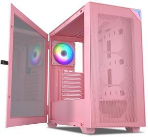 Vetroo AL800 Pink E-ATX Full Tower PC Gaming Case with 4mm Tempered Glass RTX 50 Series Fully Compatible Side Panel & Mesh Front Panel Support 360mm Radiator 120mm ARGB Fan Included Type-C