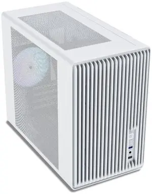 Vetroo M06 Micro-ATX/Mini-ITX Gaming PC Case, Compact High Airflow Mesh Mid Tower, Supports 5×120mm Fans & 240mm Liquid Cooling, GPU Up to 355mm, Adjustable PSU Mount, USB Type-C I/O - White